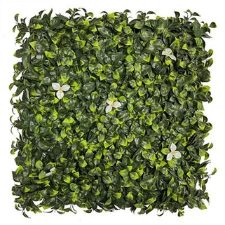 گلابی پھولوں کے ساتھ جعلی زندہ دیوار گھاس